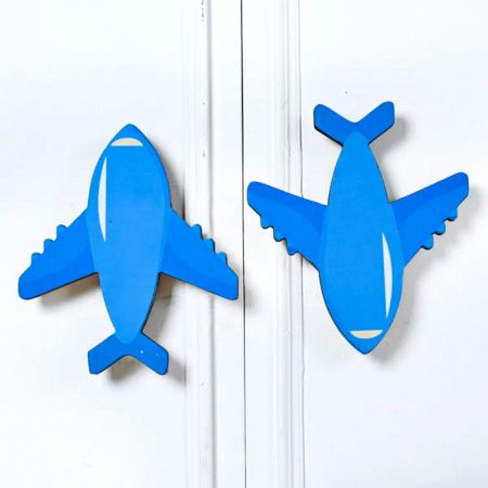Handcrafted Acacia Wood Aeroplane Handle Pair